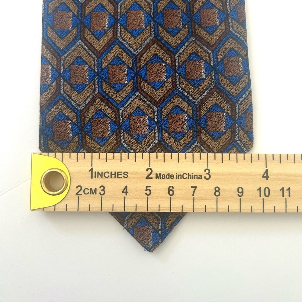 Polifroni Milano Brown Tan Blue 100% Silk Necktie Tie Italy Men's Size One Size - Picture 6 of 8